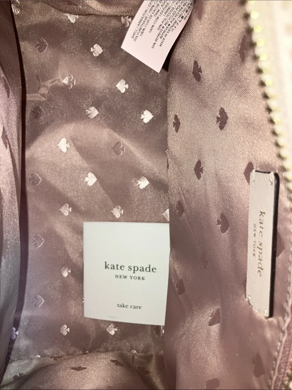 New Kate Spade Bag Purse Mauve Flower Charm
